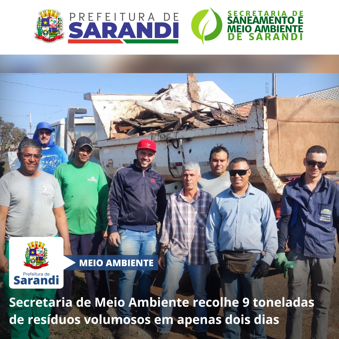 Secretaria de Meio Ambiente recolhe 9 toneladas de resíduos volumosos em apenas dois dias